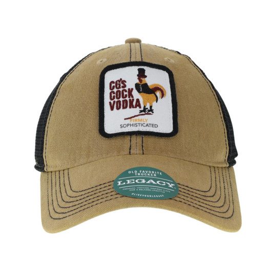 Our GC's Cock Vodka Favorite Trucker Hat features an unstructured crown, fully curved visor and an open back snap closure.