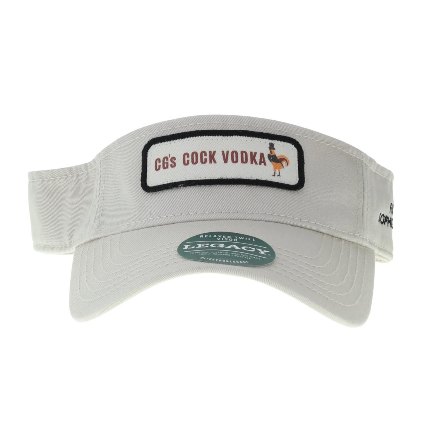 Our CG's Cock Vodka Visor features a low rise front panel, fully curved visor and strap closure.